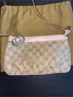 Gucci GG Canvas and Leather Pouch Bag